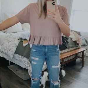 Ruffle crop tshirt